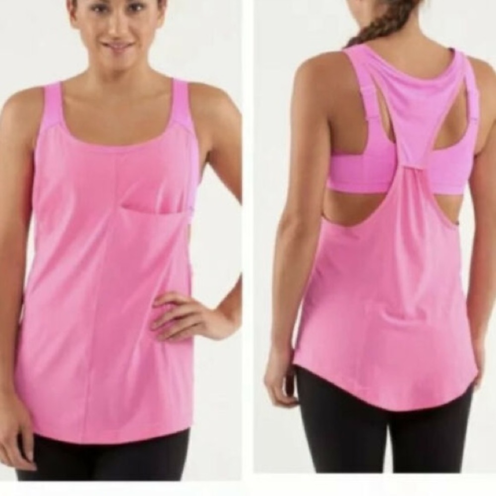 Lululemon Hot Pink Tank Top with Bra Racerback